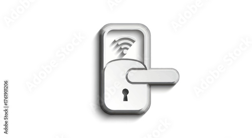 Smart Door Lock with Handle and WiFi Symbol Modern Security System.