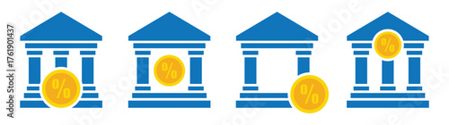 Bank deposit income percent icon, vector illustration