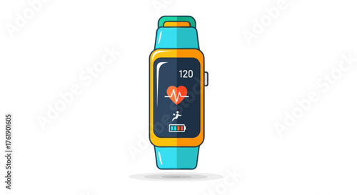 Modern Fitness Tracker with Heart Rate Monitor Display.