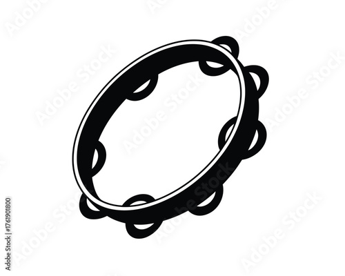 Simple black outline illustration of a tambourine musical instrument