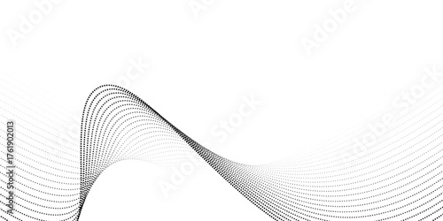 Flowing dots particles nice wave pattern halftone black and white background. Dot graphic design art elegant