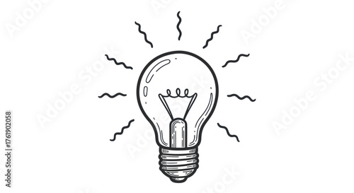 Hand-drawn sketch of a glowing incandescent light bulb symbolizing an idea.