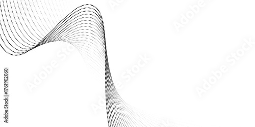 Flowing dots particles nice wave pattern halftone black and white background. Dot graphic design