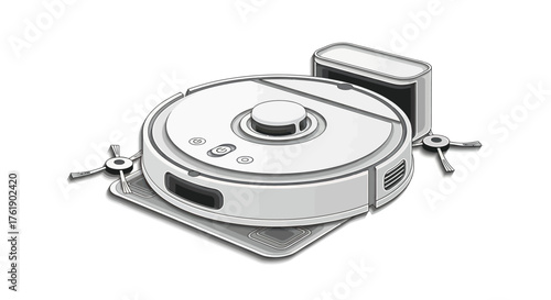 Robotic Vacuum Cleaner with Dustbin Modern Home Cleaning Appliance.