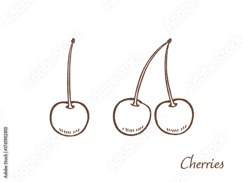 さくらんぼの手描きベクターイラスト
