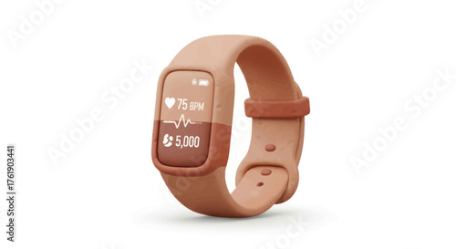 Modern pink fitness tracker smartwatch displaying heart rate and activity data.