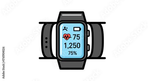 Modern Smartwatch Displaying Health and Fitness Data.