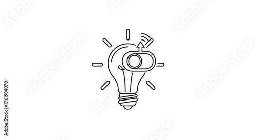 Light Bulb with Toggle Switch and Wireless Signal Icon Representing Smart Technology.