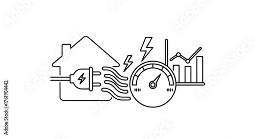 Illustration of home energy consumption monitoring and analysis.