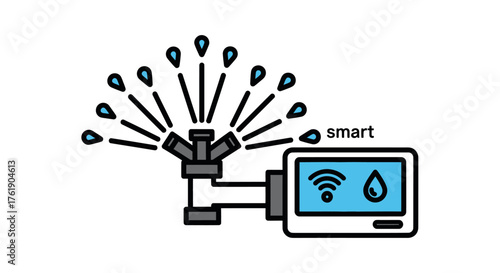 Smart Irrigation System with Sprinkler and Control Panel.