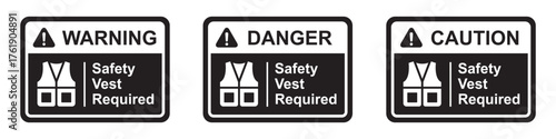 safety vest required label icon, vector illustration
