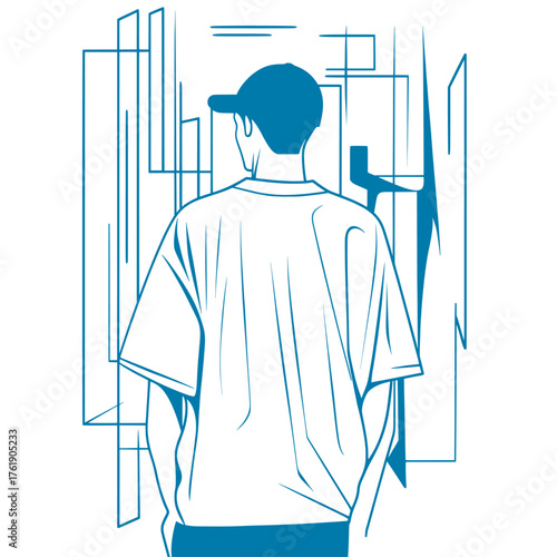 simple modern concept illustration of tshirt with dynamic street art in the background