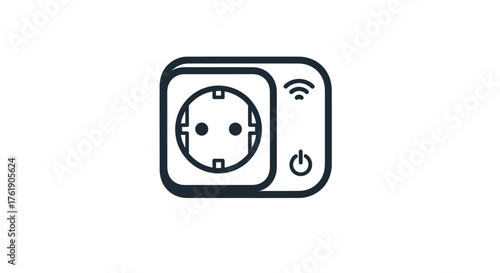 Modern Smart Plug with Wi-Fi and Power Button Icon.