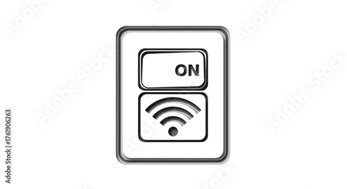 Black and white line art icon of a Wi-Fi toggle switch set to the ON position.