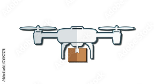Modern Delivery Drone Carrying Cardboard Package Illustration.