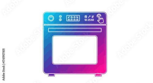 Gradient Colored Oven with Digital Display and Control Panel.