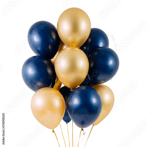 Elegant navy gold balloons bouquet png	
