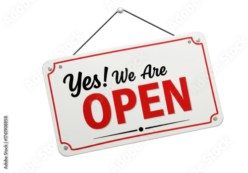 Open sign PNG isolated on transparent background, red and black business shop door signage for retail store and service