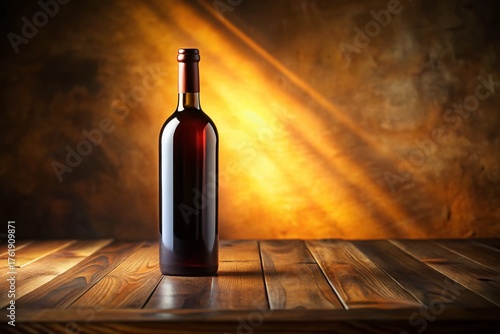 Long Exposure Wine Bottle Shadow - Dramatic Lighting Stock Photo