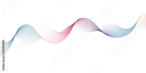 Elegant abstract wave background with smooth gradient colors blending from blue to pink on a white backdrop. Minimalist flowing line art design ideal for modern digital, tech, and creative themes.