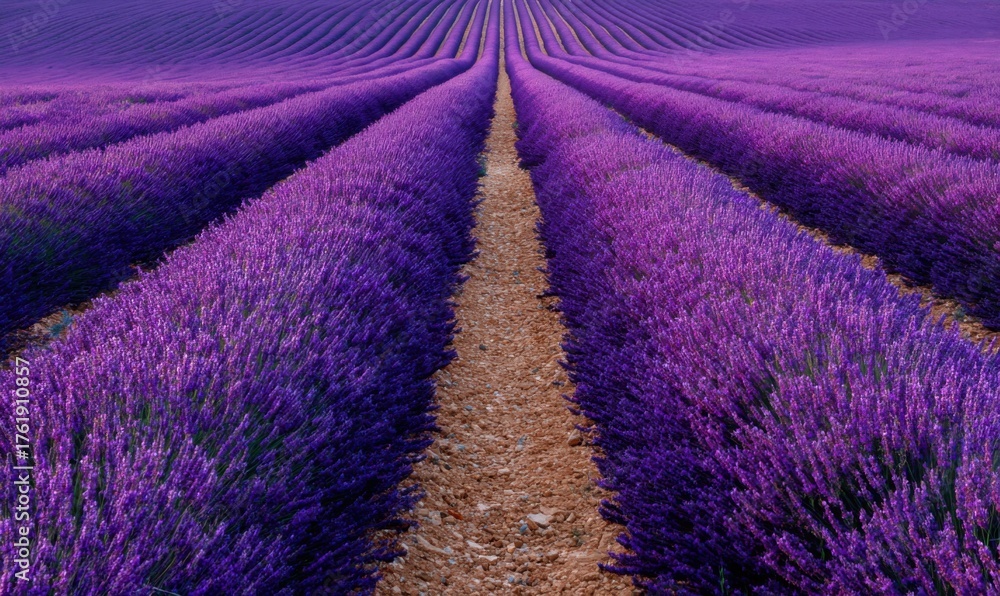 Obraz premium Lavender Field in Provence - Rows of Purple Blossoms.