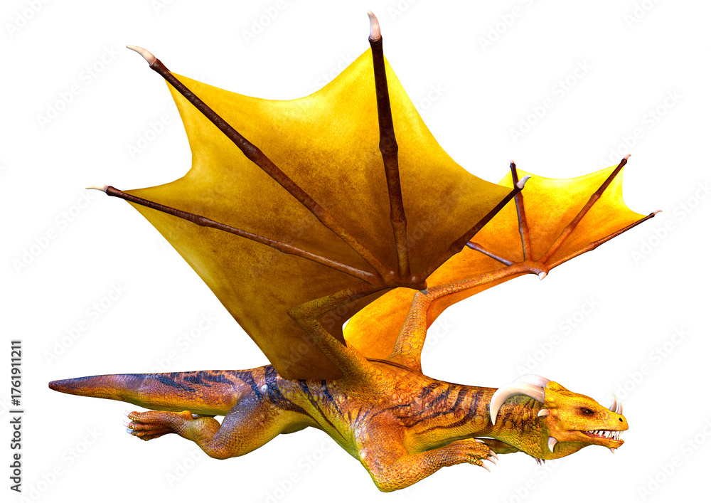 Fototapeta premium 3D Rendering Fairy Tale Dragon on White