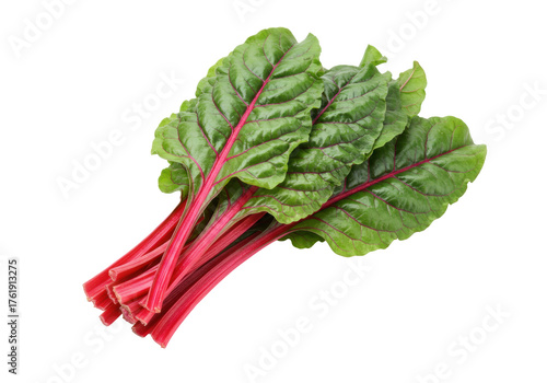 Canvas Print Fresh red chard isolated PNG on transparent background, vibrant leafy greens wit