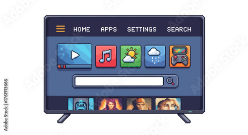 Modern Smart TV with Interactive User Interface and App Icons.