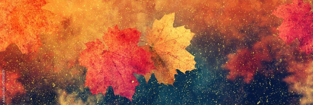 Obraz premium Halloween Background. Abstract Autumn Banner with Colorful Fall Foliage