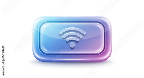 Glossy, Colorful Wi-Fi Icon with Signal Radiating.