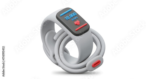 Modern White Smartwatch Displaying Health Data and Features.