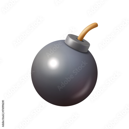 Bomb game icon, cartoon explosive device or dangerous item in gaming software. Vector isolated mine or destructive element with explosive power. Action and strategy, puzzle and adventure.