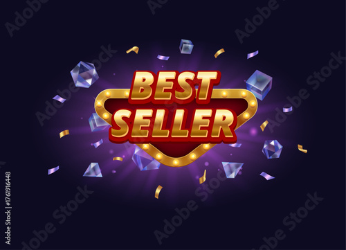 Special offer or promotion for casino gambling games players. Vector isolated realistic label with floating diamonds and crystals, text and triangle shape. Prize for client or customer
