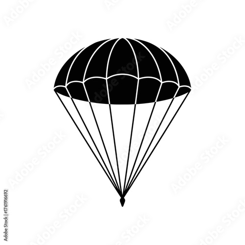 Parachute Icon – Minimal Black and White Skydiving Vector Illustration