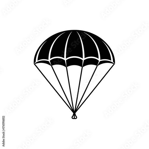 Parachute Icon – Minimal Black and White Skydiving Vector Illustration
