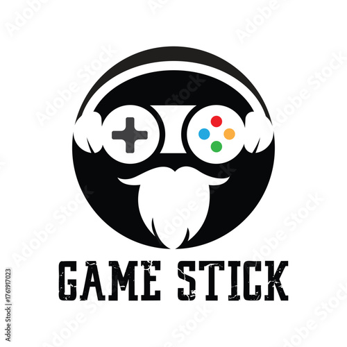 simple and cool free game stick icon vector logo