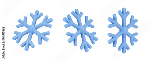 Winter snowflake decoration. Vector isolated 3d icon, climate sign for forecast or meteorology. Wintertime season design for xmas and new year card, postcard holiday celebration and greeting