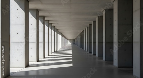 Empty Concrete Corridor Perspective.