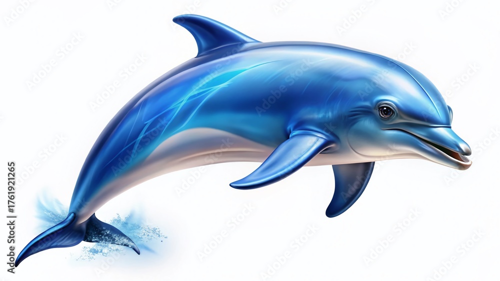 Fototapeta premium Majestic Blue Dolphin on White Background - Stock Photo
