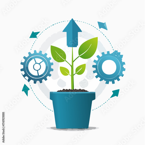 Business-Wachstum visualisieren: Vektor-Konzept für Fortschritt und Erfolg