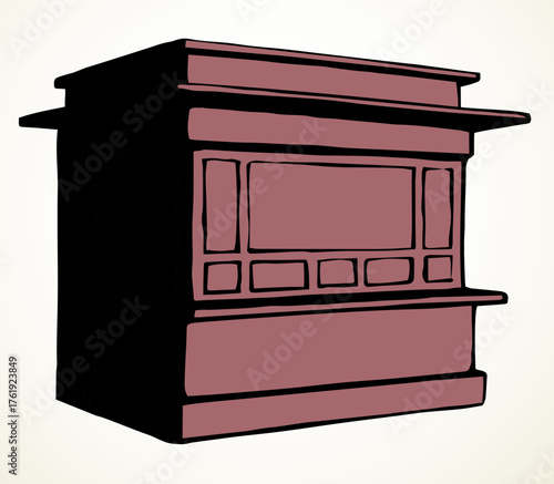 Shop stall. Vector drawing kiosk