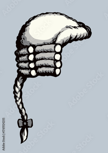 Vintage french wig. Vector drawing