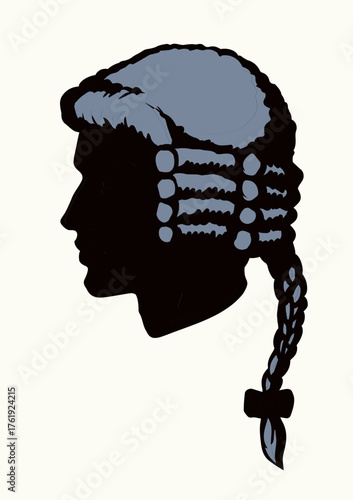 Vintage french wig. Vector drawing