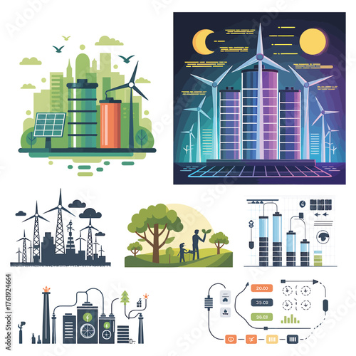 Sustainable Energy Solutions Illustrating Eco Friendly Technologies and Green Initiatives
