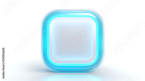 Glow Square Button: Futuristic Design for User Interface Elements, Application Icons, and Modern Graphics