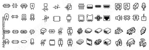 Collection of electronic component icons