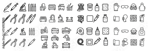 Seamless pattern of electric soldering tools and equipment