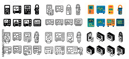 Assorted measuring tools and equipment icons