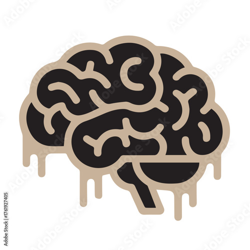 Human brain icon, brain clip art, brain vector, simple brain outline.