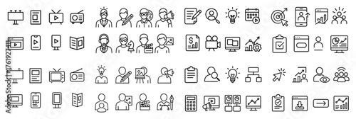 Business and media outline icons collection